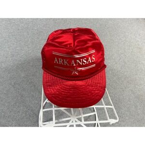 Arkansas Vintage 1980's Satin Adjustable Rope Hat‎ (Adult) Red - Nissin